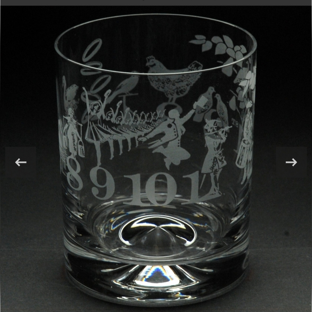The Milford Collection - NEW Hand Etched 12 Days of Christmas Whiskey Tumblers
